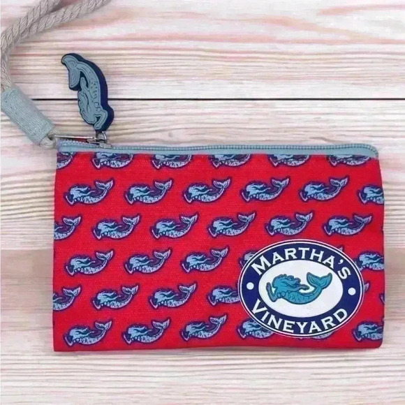 Martha’s Vinyard Handbags - Martha’s Vineyard Coral Blue Mermaid Wristlet Cosmetic Accessory Bag